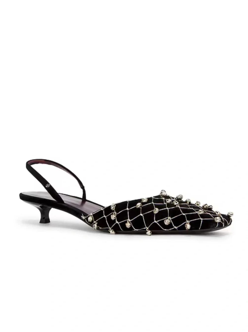 Tory Burch Bell Slingbacks Heels Black silver bell shoes Revolve 10